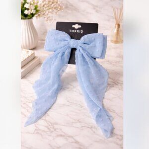 Torrid NWT Bow Hair Clip Blue Chiffon Sheer Accessory
